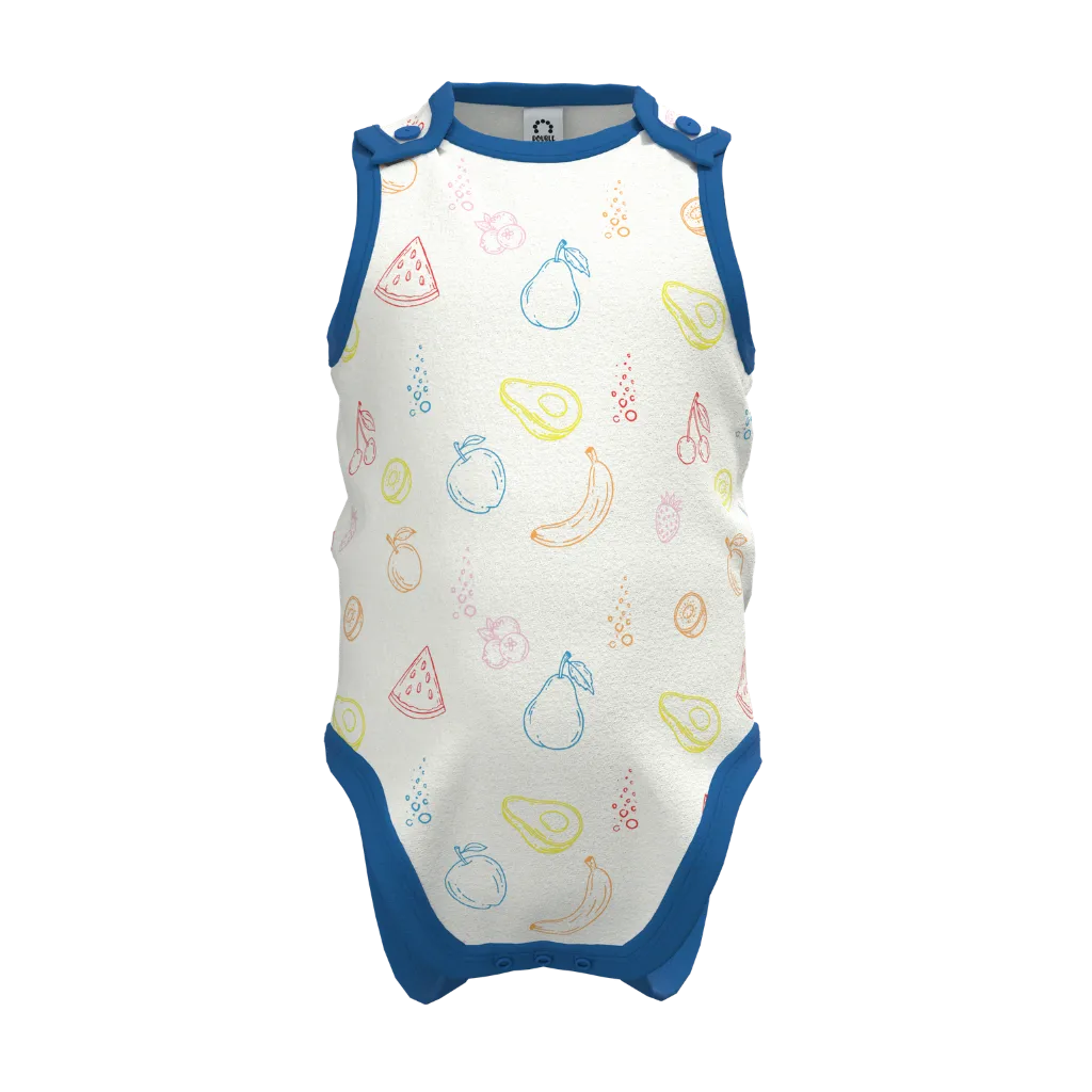 White Girls Romper | Fruit Print Sleeveless Bodysuit | Soft Cotton Baby Wear | 2159