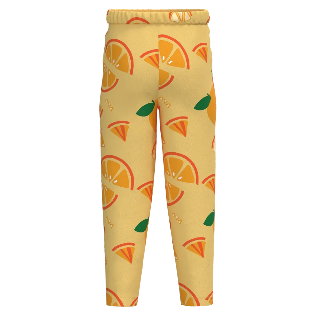 Yellow leggings with orange pattern
