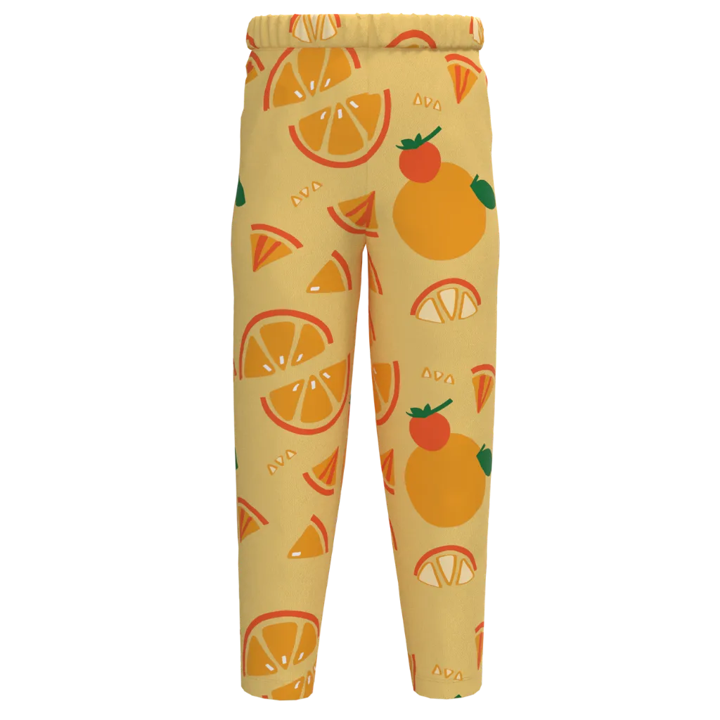 Yellow leggings with orange and tomato pattern