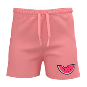 Peach Pink Cotton Short Pant for Girls | Watermelon Graphic Kids Shorts | Comfortable Drawstring Casual Wear | 2171