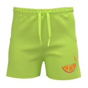 Lemon Green Cotton Short Pant for Girls | Citrus Graphic Kids Shorts | Comfortable Drawstring Casual Wear | 2173