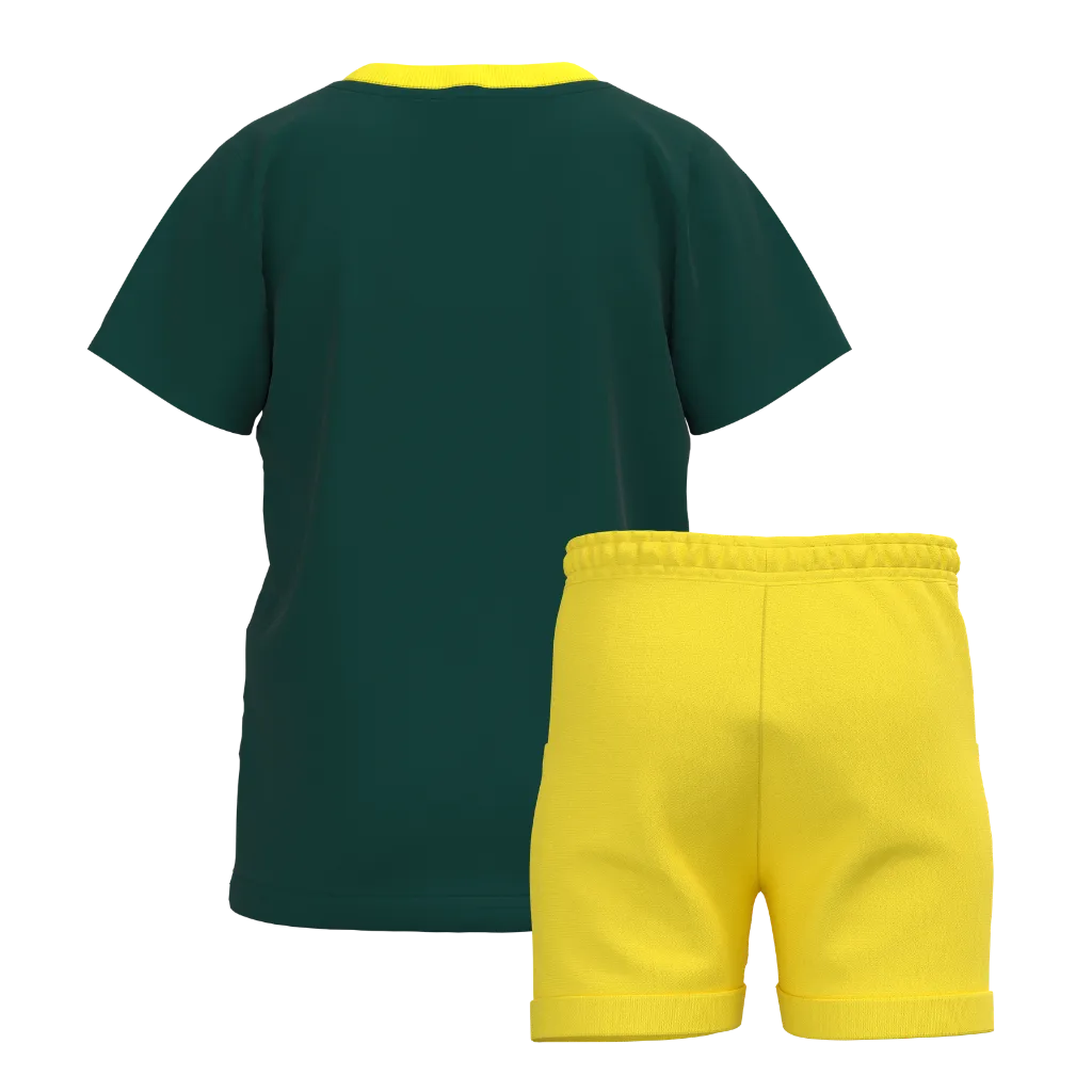 Green & Yellow Boys T-Shirt with Shorts Set | Kids Cotton Summer Outfit | Lemon Print Co-ord Set | 2184