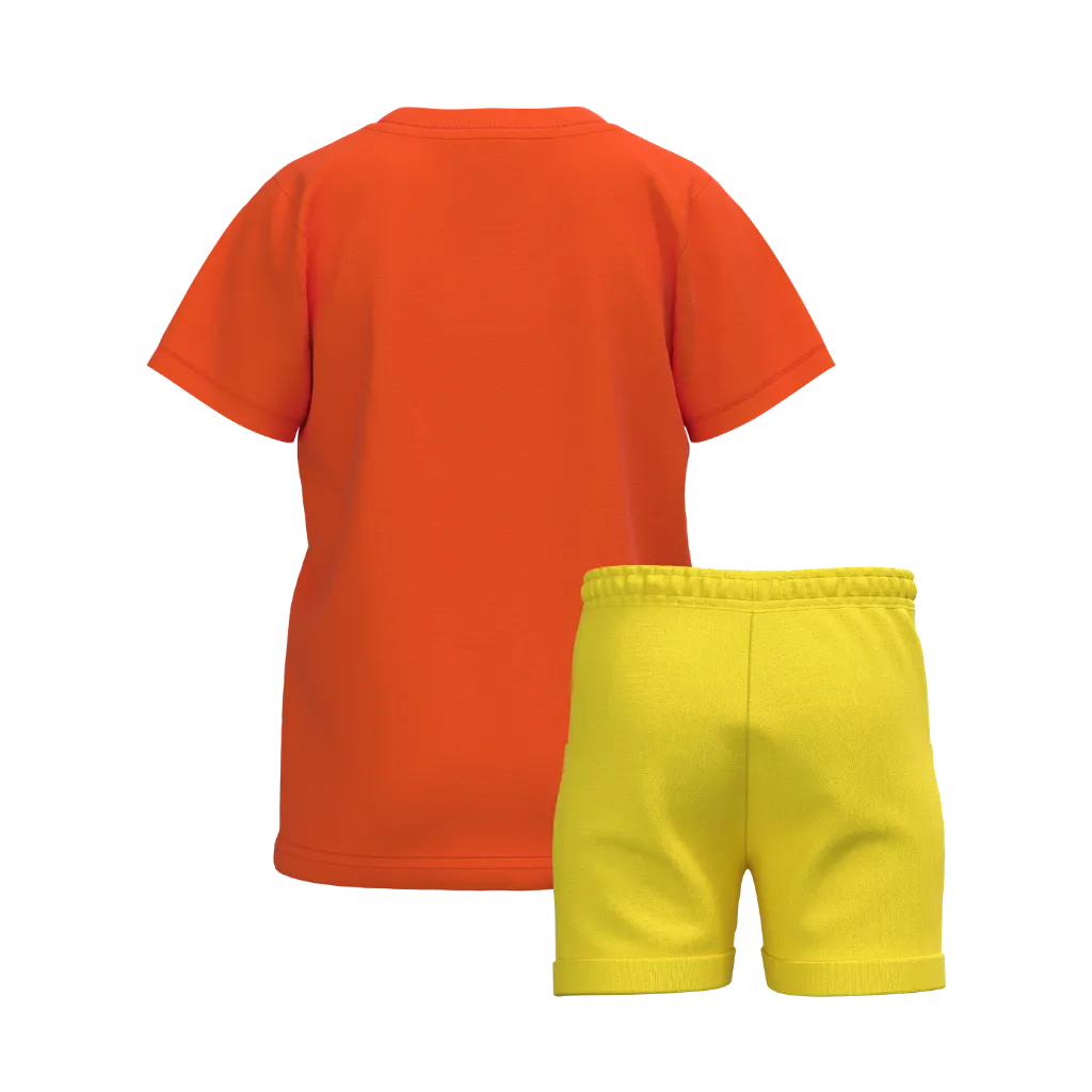Orange Boys T-Shirt with Yellow Pant | Bright Summer Co-ord Set | Soft Cotton Kids Outfit | 2187