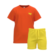 Orange Boys T-Shirt with Yellow Pant | Bright Summer Co-ord Set | Soft Cotton Kids Outfit | 2187