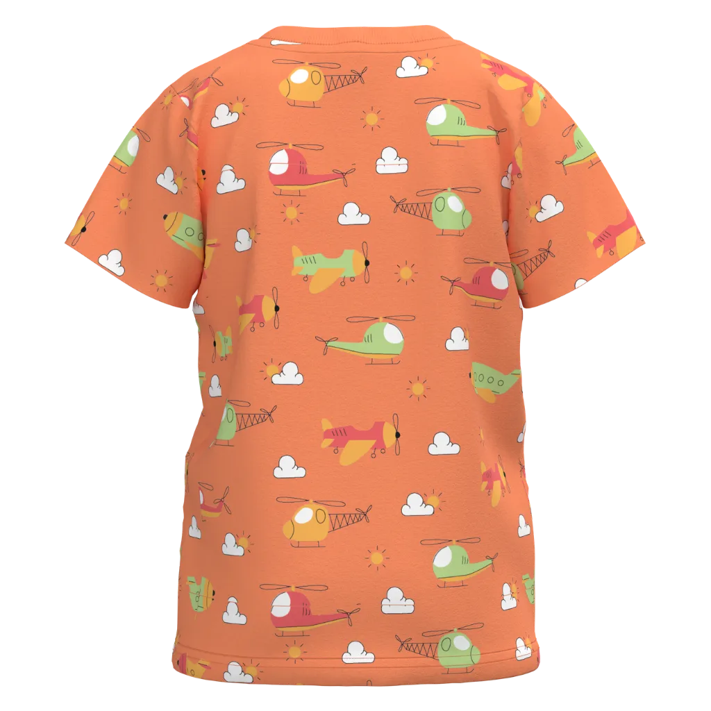 Orangade Airplane Print Boys T-Shirt | Kids Cotton All-Over Plane Tee | Fun Aviation Graphic T-Shirt | 2189