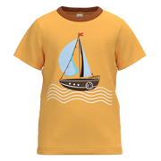 Marigold Sailboat Print Boys T-Shirt | Kids Cotton Summer Tee | Cute Boat Graphic T-Shirt | 2190