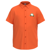 Orange Short Sleeve Shirt for Boys | Kids Button-Up Cotton Shirt | Cute Car Embroidery Casual Shirt | 2194