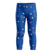 Navy Blue Girls Printed Leggings | Jellyfish & Starfish Ocean Print Leggings | Comfortable Everyday Wear | 2195