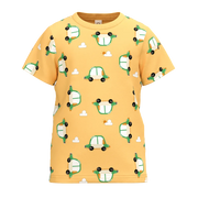 Yellow Boys Printed T-Shirt | All-Over Car Pattern Casual Tee | Soft Cotton Summer Wear | 2204
