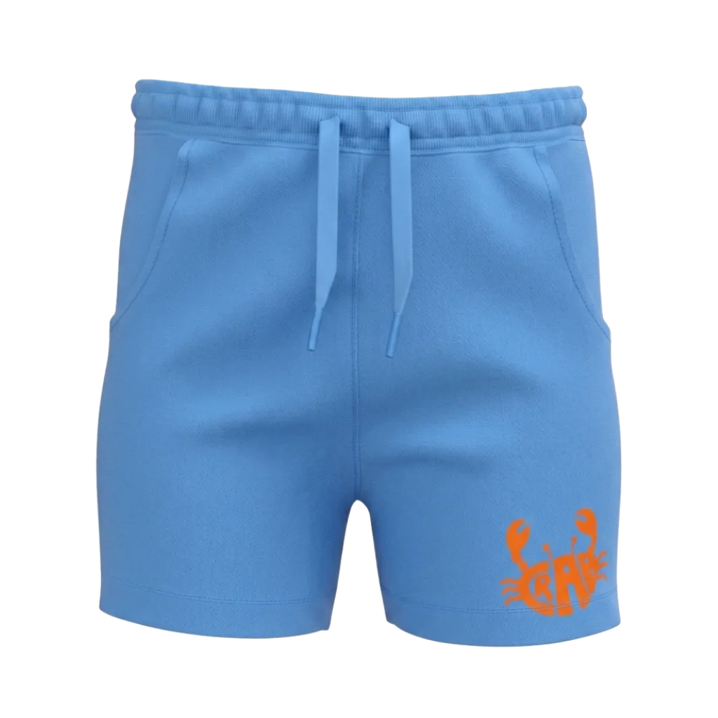 Sky Blue Boys Short Pant | Crab Print | Casual Drawstring Shorts | 2211