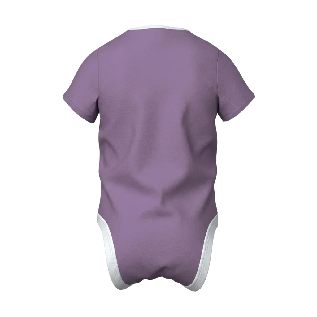 Purple Ash Whale Graphic Baby Romper | Cute Short Sleeve Baby Bodysuit | Soft Cotton Everyday Romper | 2216