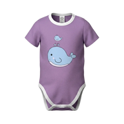 Purple Ash Whale Graphic Baby Romper | Cute Short Sleeve Baby Bodysuit | Soft Cotton Everyday Romper | 2216