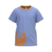 Blue Boys Graphic T-Shirt | Crab Print Contrast Neck Casual Tee | Soft Cotton Half Sleeve Summer T-Shirt | 2220