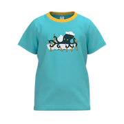 Cyan Boys Graphic T-Shirt | Sailor Octopus Print Contrast Neck Tee | Soft Cotton Half Sleeve Casual T-Shirt | 2221