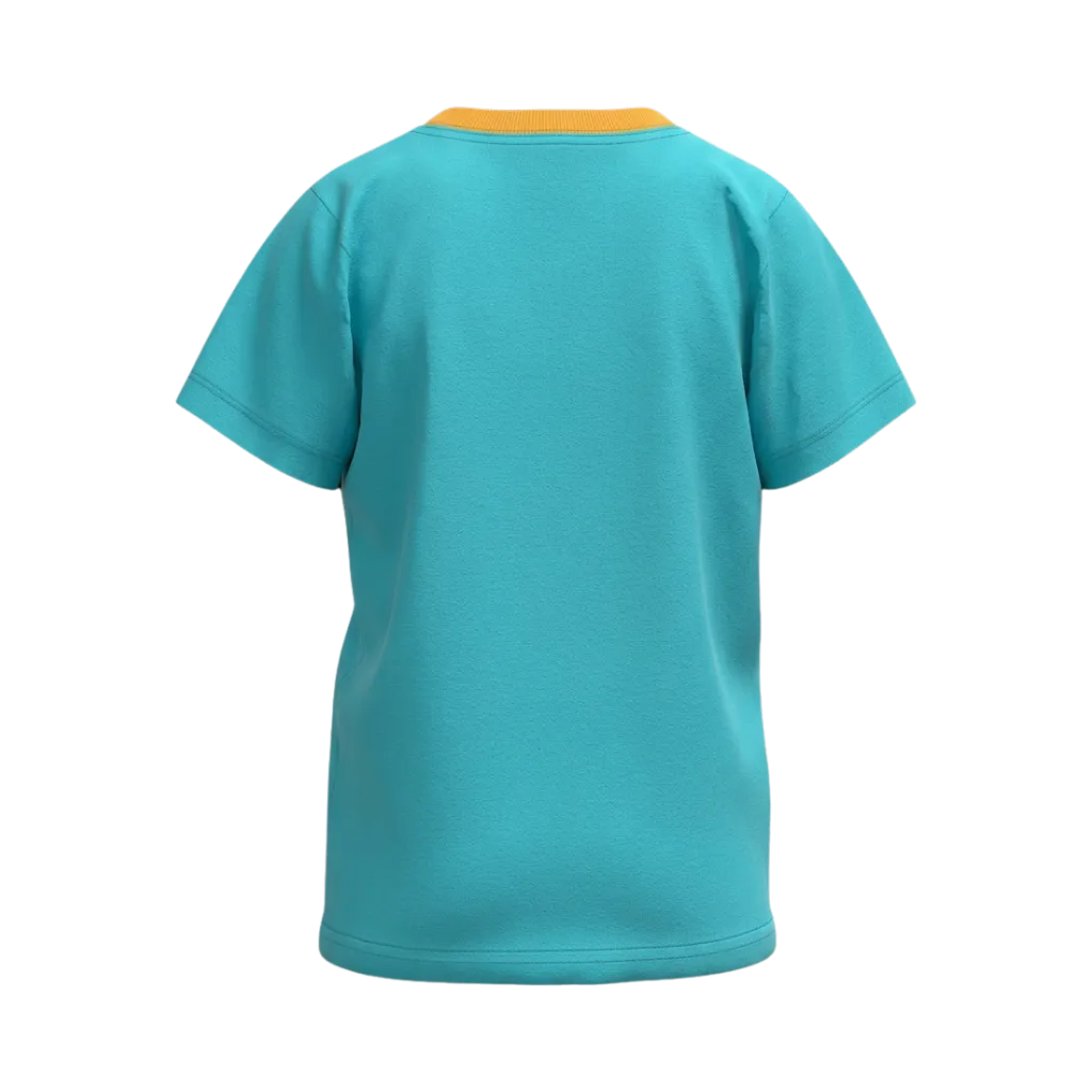 Cyan Boys Graphic T-Shirt | Sailor Octopus Print Contrast Neck Tee | Soft Cotton Half Sleeve Casual T-Shirt | 2221