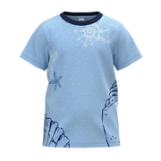Sky Blue Boys Graphic T-Shirt | Seashell & Starfish Ocean Print Tee | Comfortable Everyday Wear | 2223