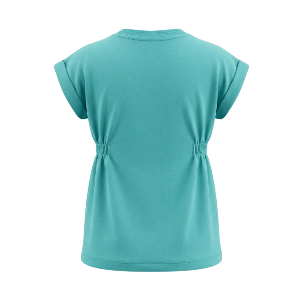 Green Girls Graphic T-Shirt | "Ahoy" Crab Print Cinched Waist Tee | Soft Cotton Casual Summer T-Shirt | 2230