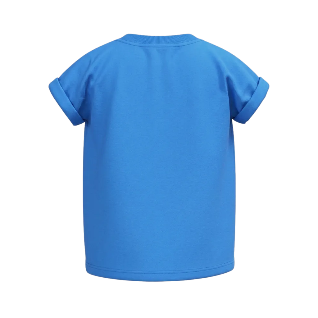 Sky Blue Girls Graphic T-Shirt | Seashell Print Rolled Sleeve Tee | Comfortable Everyday Wear | 2235