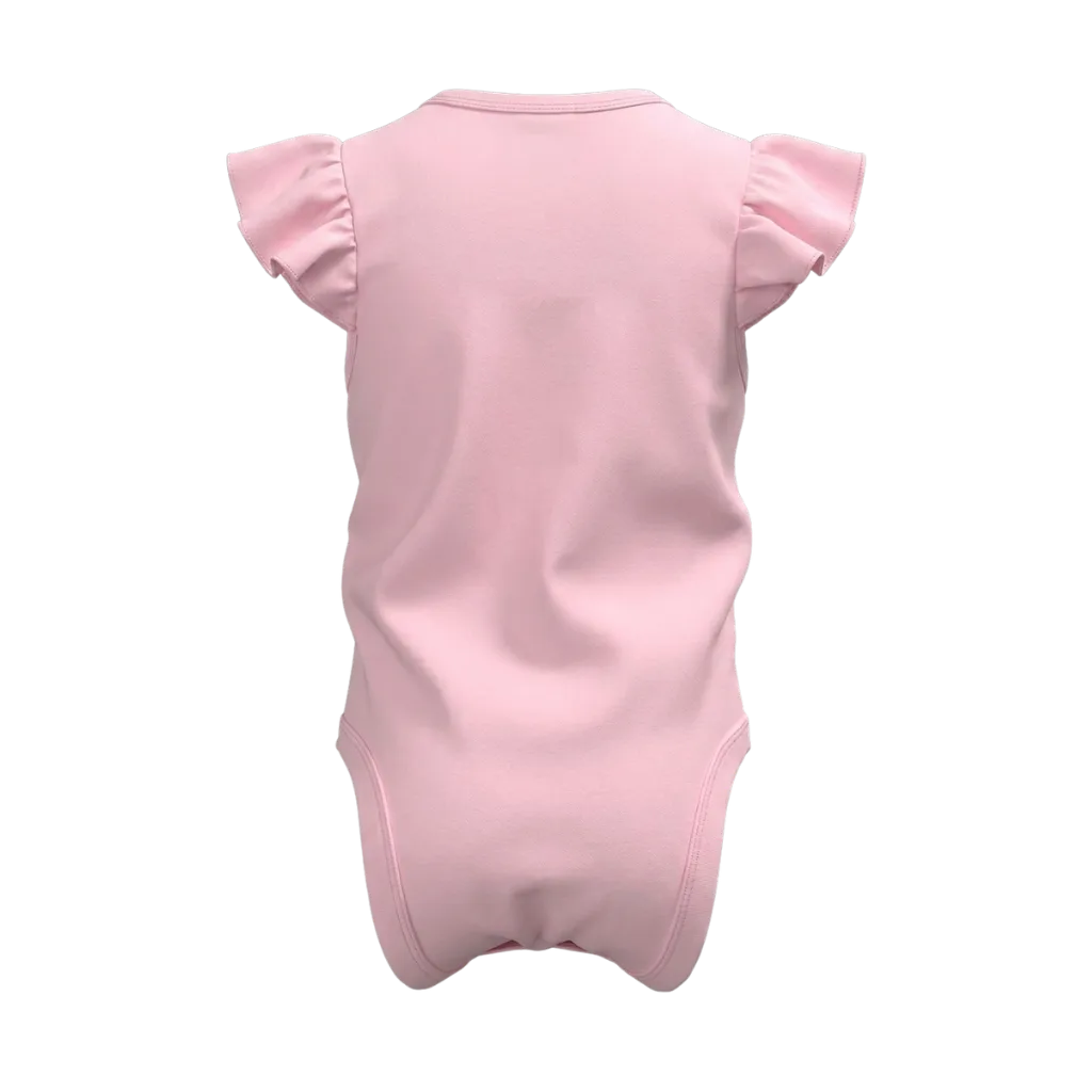 Pink Girls Graphic Romper | Underwater Crab & Seashell Print Ruffle Sleeve Bodysuit | Comfortable Baby Wear | 2248
