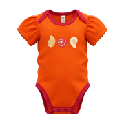 Orange Girls Graphic Romper | Seashell Print Contrast Trim Baby Bodysuit | Comfortable Everyday Wear | 2249