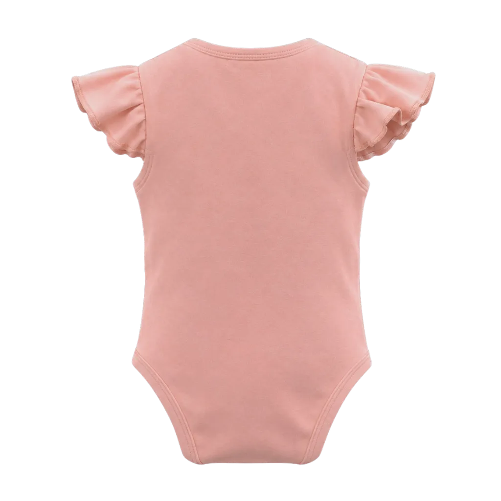 Blush Girls Graphic Romper | Mermaid Print Ruffle Sleeve Baby Bodysuit | Comfortable Everyday Wear | 2251