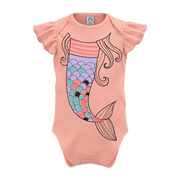 Blush Girls Graphic Romper | Mermaid Print Ruffle Sleeve Baby Bodysuit | Comfortable Everyday Wear | 2251