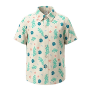 Cream Boys Printed Shirt | Seashell Starfish & Coral Print Short Sleeve Shirt | Smart Casual Summer Wear | 2259