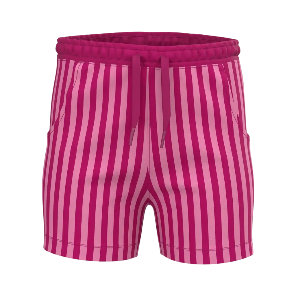 Pink Striped Girls Short Pant | Drawstring Casual Shorts | Comfortable Everyday Wear | 2265