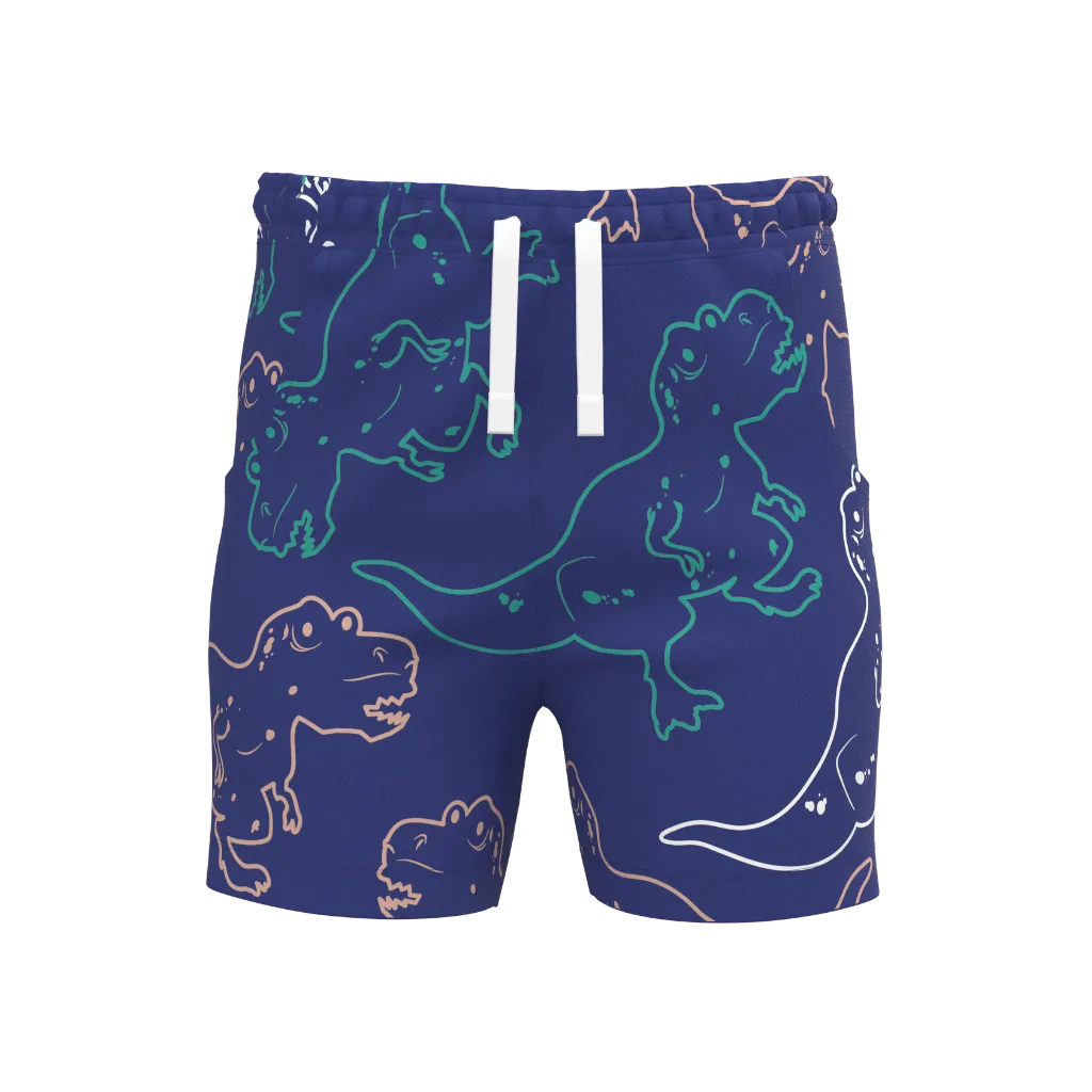 Navy Boys Dinosaur Printed Short Pant | Fun Casual Cotton Shorts | Comfortable Summer Kids Wear | 2277