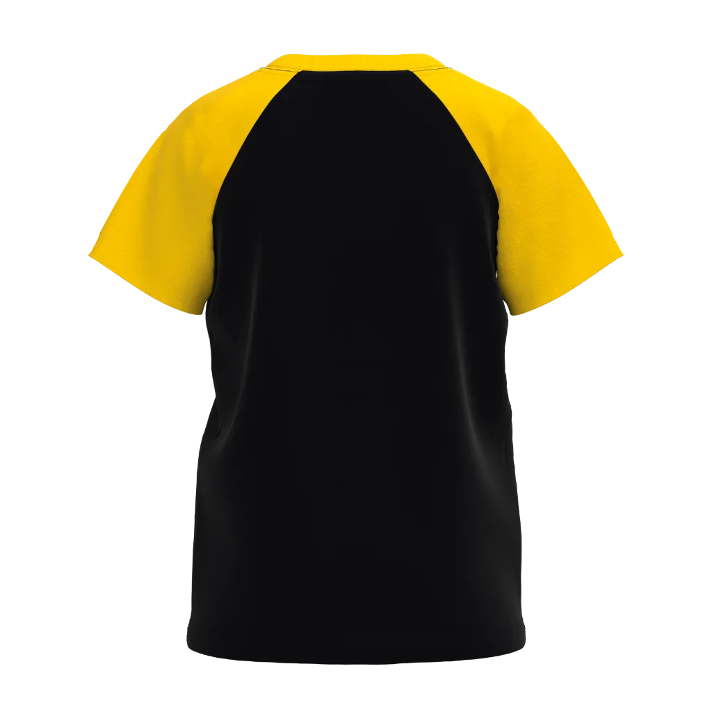Navy & Yellow Boys Raglan T-Shirt | Giraffe Print Casual Kids Tee | Soft Cotton Everyday Wear | 2279