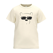 Cream Boys Graphic T-Shirt | Cool Bear Print Casual Kids Tee | Soft Cotton Everyday Wear | 2281