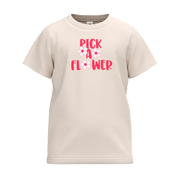 Blush Girls T-Shirt | “Pick A Flower” Printed Tee | Cute Summer Cotton Top | 2282