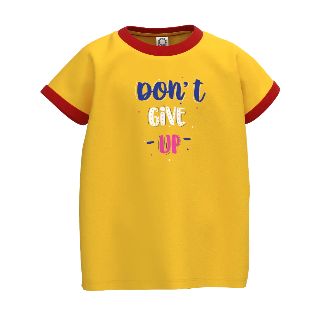 Yellow Girls Motivational T-Shirt | "Don't Give Up" Graphic Casual Tee | Soft Cotton Half Sleeve Summer T-Shirt | 2283