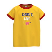 Yellow Girls Motivational T-Shirt | "Don't Give Up" Graphic Casual Tee | Soft Cotton Half Sleeve Summer T-Shirt | 2283