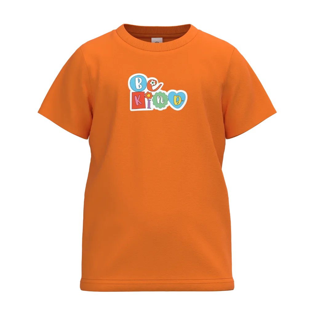 Orange Girls T-Shirt | “Born Kind” Printed Tee | Cute Casual Cotton Top | 2284