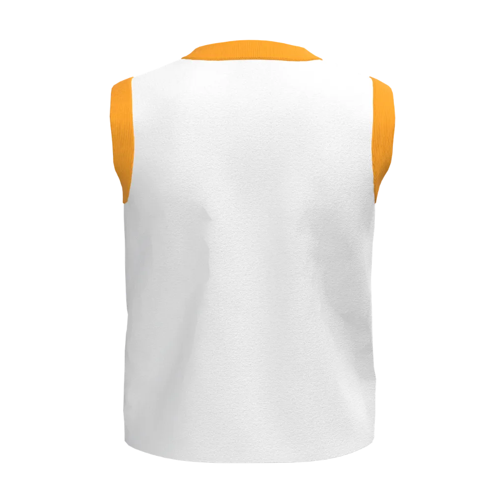White Unisex Nima | Cute School Bus Print Sleeveless Baby Vest | Soft Cotton Front Button Nima | 2287