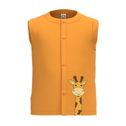 Orange Unisex Nima | Cute Giraffe Print Sleeveless Baby Vest | Soft Cotton Front Button Nima | 2289