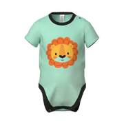 Sea Foam Unisex Graphic Romper | Cute Lion Print Short Sleeve Baby Bodysuit | Soft Cotton Everyday Romper | 2292