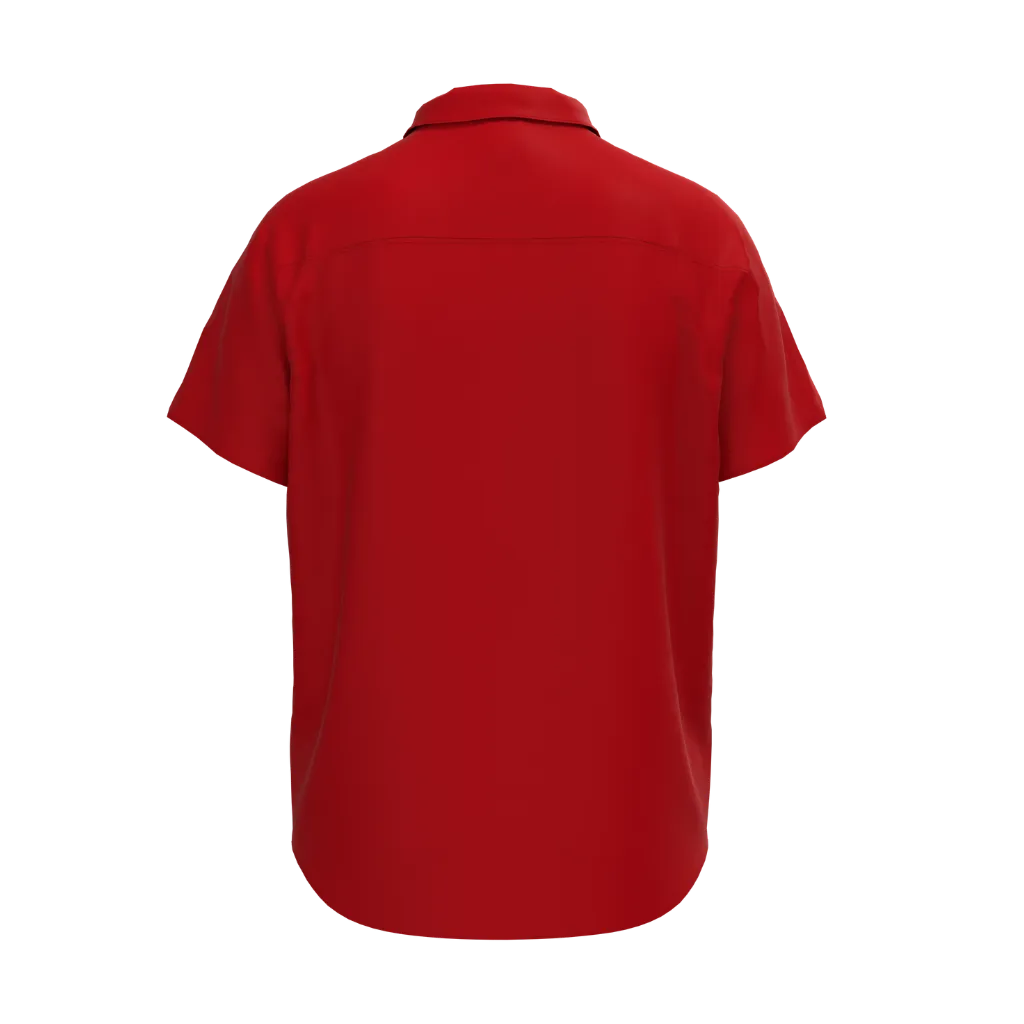 Red Boys Casual Shirt | Airplane Embroidery Short Sleeve Shirt | Soft Cotton Button-Down Summer Shirt | 2298
