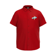 Red Boys Casual Shirt | Airplane Embroidery Short Sleeve Shirt | Soft Cotton Button-Down Summer Shirt | 2298