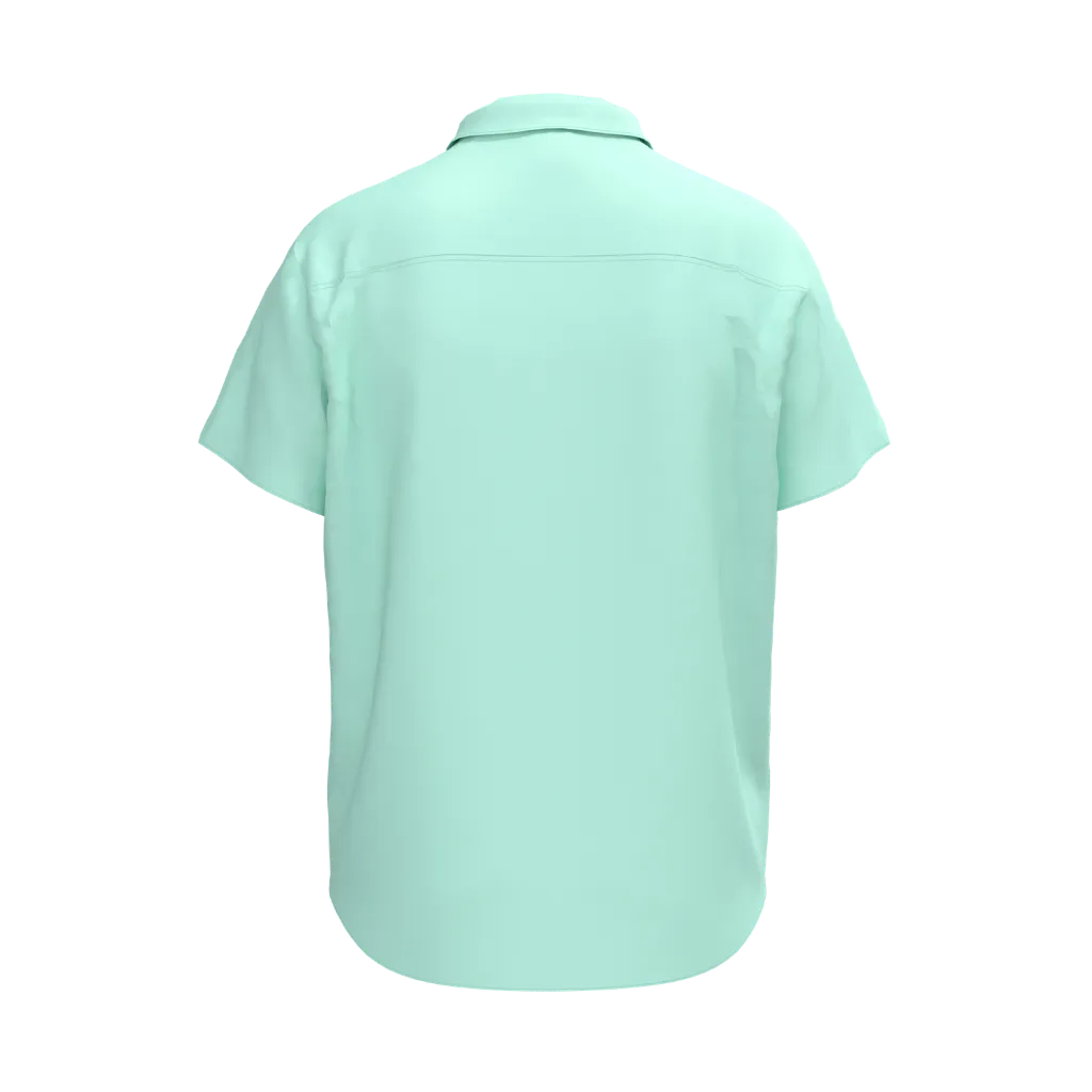 Cyan Boys Casual Shirt | Excavator Embroidery Short Sleeve Shirt | Soft Cotton Button-Down Summer Shirt | 2300