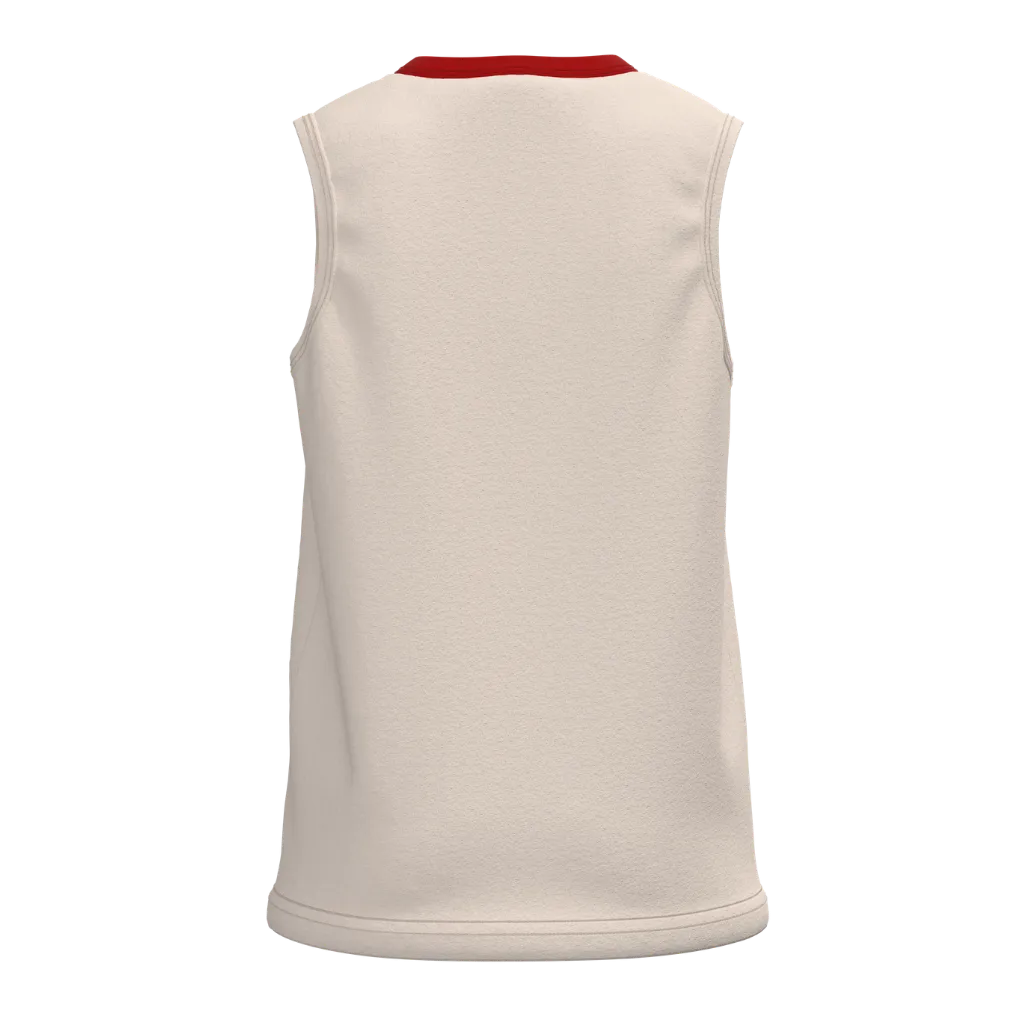 Cream Boys Sleeveless T-Shirt | Boat Print Summer Tank Top | Casual Cotton Kids Wear | 2302