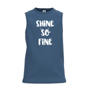 True Blue Boys Sleeveless T-Shirt | “Shine So Fine” Graphic Tank Top | Soft Cotton Summer Kids Wear | 2304