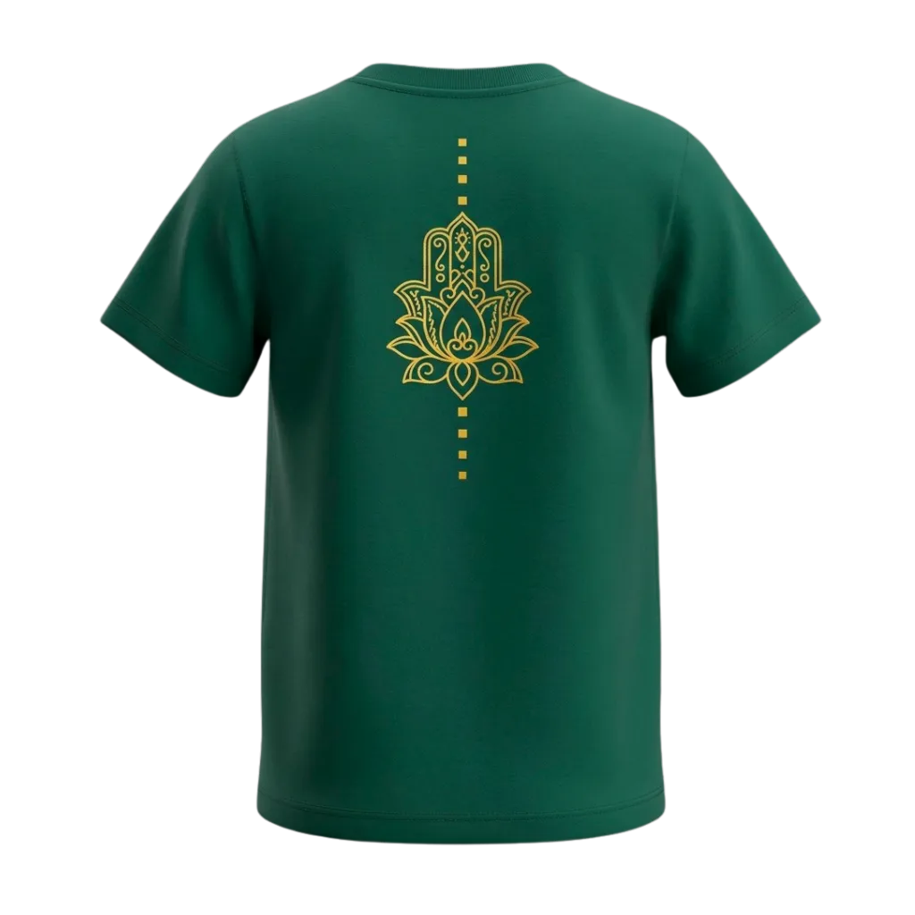 Green Boys Graphic T-Shirt | Hamsa Hand Print Casual Tee | Comfortable Everyday Wear | 2306