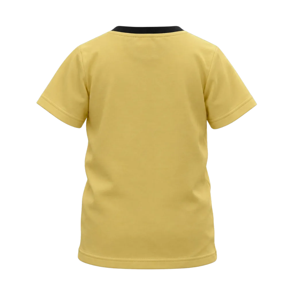 Yellow Boys Graphic T-Shirt | Circular Art Print Contrast Neck Tee | Comfortable Everyday Wear | 2309
