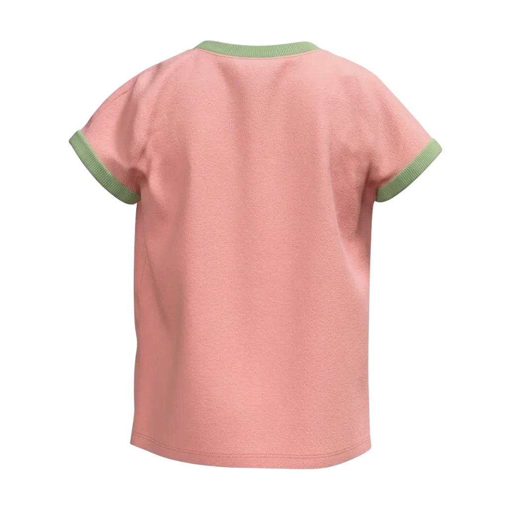 Pink Girls Graphic T-Shirt | Om Symbol Print Contrast Trim Tee | Comfortable Everyday Wear | 2310