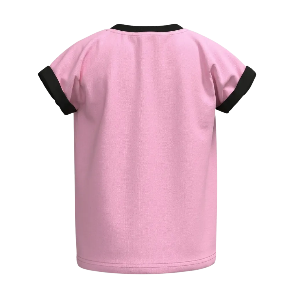 Light Purple Girls Graphic T-Shirt | Lotus & Om Print Contrast Trim Tee | Comfortable Everyday Wear | 2311
